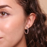 Kreolen 750/18 K Roségold mit Amethysten & Diamanten 0.67 ct H/si - OR-118353-AME-RG