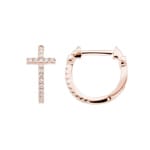 Kreolen 750/18 K Roségold mit Diamanten 0.09 ct H/si, Kreuz