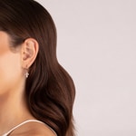 Kreolen 750/18 K Roségold mit Diamanten 0.12 ct H/si, Kreuz - OR-30178-RG