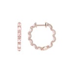 Hoop Earrings 750/18 K Rose Gold with Morganites & Diamonds 0.67 ct H/si
