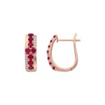 Kreolen 750/18 K Roségold mit Rubinen & Diamanten 0.11 ct