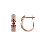 Kreolen 750/18 K Roségold mit Rubinen & Diamanten 0.13 ct