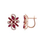 Kreolen 750/18 K Roségold mit Rubinen & Diamanten 0.29 ct