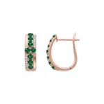 Kreolen 750/18 K Roségold mit Smaragden & Diamanten 0.11 ct