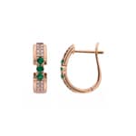 Kreolen 750/18 K Roségold mit Smaragden & Diamanten 0.13 ct