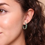 Créoles or rosé 750/18 ct avec émeraudes & diamants 0.67 ct H/si - OR-118353-SMA-RG