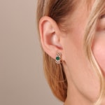Hoop Earrings 750/18 K Rose Gold with Emeralds and Diamonds 0.17 ct H/si - OR-46722-SMA-RG