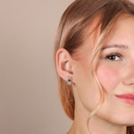 Hoop Earrings 750/18 K Rose Gold with Emeralds and Diamonds 0.17 ct H/si - OR-46722-SMA-RG