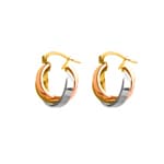 Hoop Earrings 750/18 K Three-tone Gold 15 x 20mm - 3622G