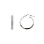 Hoop Earrings Diamondized 750/18 K White Gold 3 x 1.5mm Ø 15mm