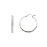 Hoop Earrings Diamondized 750/18 K White Gold 3 x 1.5mm Ø 20mm