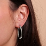 Hoop Earrings 750/18 K White Gold Fantasy 26 x 33mm - 2685.2G