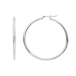 Hoop Earrings 750/18 K White Gold 2mm Ø 35mm