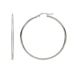 Hoop Earrings 750/18 K White Gold 2mm Ø 45mm