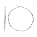 Hoop Earrings 750/18 K White Gold 2mm Ø 50mm