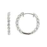 Kreolen 750/18 K Weissgold Kordeloptik mit Diamanten 0.18 ct