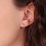 Hoop Earrings 750/18 K White Gold Cross with Diamonds 0.09 ct H/si - OR-53834-WG