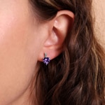 Créoles or gris 750/18 ct avec améthyste et diamants 0.01 ct H/si - OR-52262-AME-WG