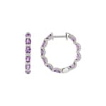 Kreolen 750/18 K Weissgold mit Amethysten & Diamanten 0.67 ct H/si