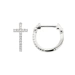 Hoop Earrings 750/18 K White Gold with Diamonds 0.09 ct H/si, Cross