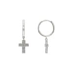 Créoles or gris 750/18 ct avec diamants 0.12 ct H/si, Croix