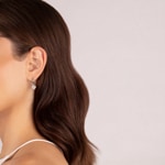 Hoop Earrings 750/18 K White Gold Heart with Diamonds 0.13 ct H/si - OR-30185-WG