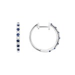 Kreolen 750/18 K Weissgold mit Diamanten 0.23ct. H/si & Saphiren - PE4916/2