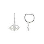 Kreolen 750/18 K Weissgold mit Diamanten 0.24 ct H/si, Evil Eye