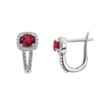 Kreolen 750/18 K Weissgold mit Rubin oval und Diamanten 0.24 ct H/si
