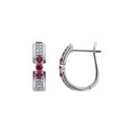 Kreolen 750/18 K Weissgold mit Rubinen & Diamanten 0.13 ct