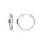 Créoles or gris 750/18 ct avec rubis & diamants 0.20 ct H/p1