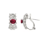 Kreolen 750/18 K Weissgold mit Rubinen und Diamanten 0.17 ct H/si