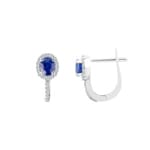 Kreolen 750/18 K Weissgold mit Saphir oval und Diamanten 0.17 ct H/si