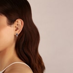 Kreolen 750/18 K Weissgold mit Saphir oval und Diamanten 0.24 ct H/si - OR-52502-SAF-WG