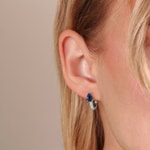 Kreolen 750/18 K Weissgold mit Saphiren und Diamanten 0.12 ct H/si - OR-53582-SAF-WG