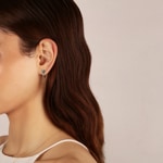 Kreolen 750/18 K Weissgold mit Smaragd oval und Diamanten 0.08 ct H/si - OR-52382-SMA-WG