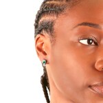 Créoles or gris 750/18 ct avec émeraude ovale et diamants 0.22 ct H/si - OR-52632-SMA-WG