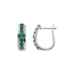 Kreolen 750/18 K Weissgold mit Smaragden & Diamanten 0.11 ct