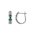 Kreolen 750/18 K Weissgold mit Smaragden & Diamanten 0.13 ct