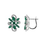Kreolen 750/18 K Weissgold mit Smaragden & Diamanten 0.29 ct