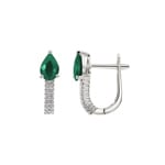 Kreolen 750/18 K Weissgold mit Smaragden und Diamanten 0.12 ct H/si