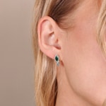 Hoop Earrings 750/18 K White Gold with Emeralds and Diamonds 0.24 ct H/si - OR-53962-SMA-WG