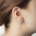 Créoles or gris 750/18 ct Ø 14mm avec zircones - 1264.03416/0001