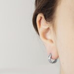 Créoles or gris 750/18 ct Ø 14mm avec zircones - 1264.03416/0001