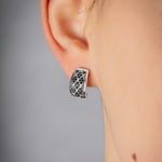 Hoop Earrings 925 Silver rhodium-plated with black Cubic Zirconia - ASWA196N