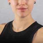 Hoop Earrings 925 Silver rhodium-plated with black Cubic Zirconia - ASWA196N