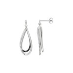 Clous d'oreilles Argent 925 rhodié avec zircones noir / blanc