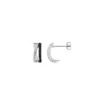 Hoop Earrings 925 Silver rhodium-plated with black and white Cubic Zirconia