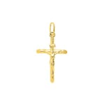 Cross Pendant Semi Solid 375/9 K Yellow Gold with Jesus - 9K2786