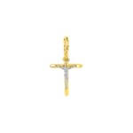 Pendentif croix or jaune 375/9 ct semi-massif avec jésus